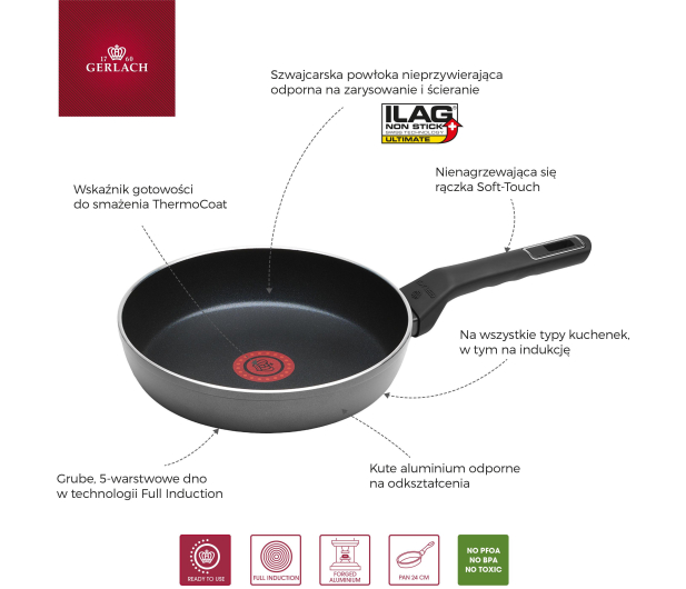 GERLACH Patelnia aluminiowa Ambiente Thermocoat - 24cm - 1416210 - zdjęcie 5